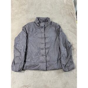 Uniqlo Ultra Light Down Jacket Womens size Large Gray Taupe Puffer Packable